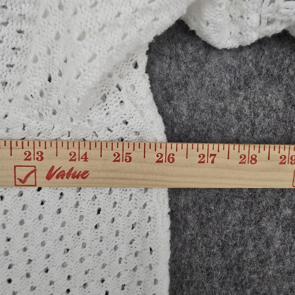 Cato Cardigan Sweater Womens 22/24W White Open Knit Crochet 3/4 Bell Sleeve - Picture 7 of 9